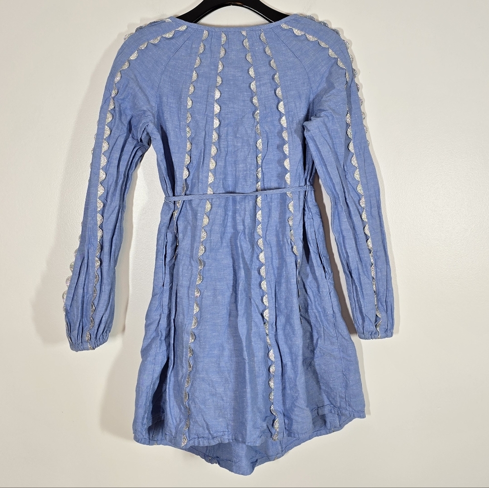 Boden Ric Rac Linen Mini Dress 2R Blue - Picture 6 of 11